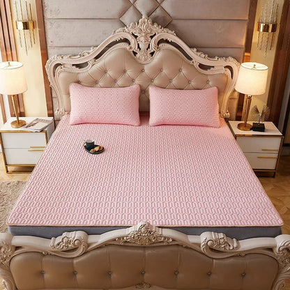 DecorBites™ Cartoon Print Silky Mattress Set: 4-Layer Quilted Breathable Cushion