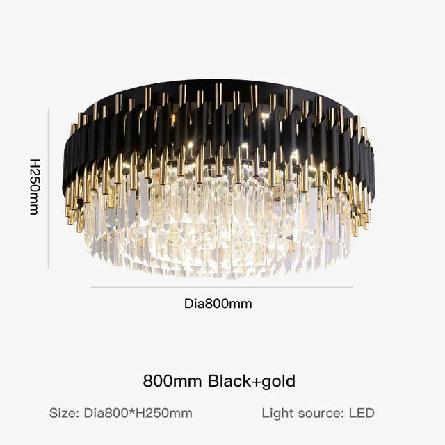 Lámpara de techo de cristal negro Oro Decorbites™ – Lámparas colgantes redondas LED modernas para cocina