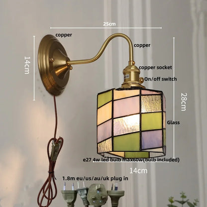 Lámpara de Pared LED Cúbica Decorbites™ para Sala de Estar y Comedor en Cobre y Vidrio Vintage con Espejo E27