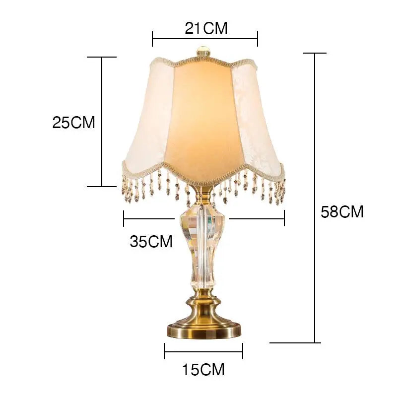 DecorBites™ Crystal Table Lamp with Fabric Lampshade - Luxury Bedroom Lighting