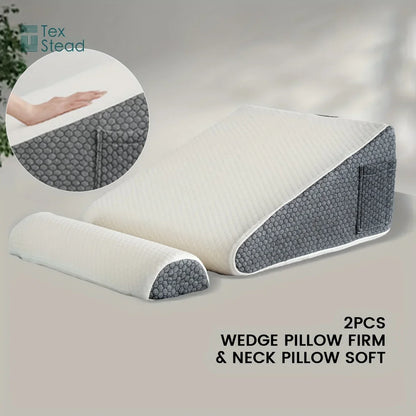 Decobites Memory Foam Wedge Pillow: Comfortable Sleep Support Triangle Pillow