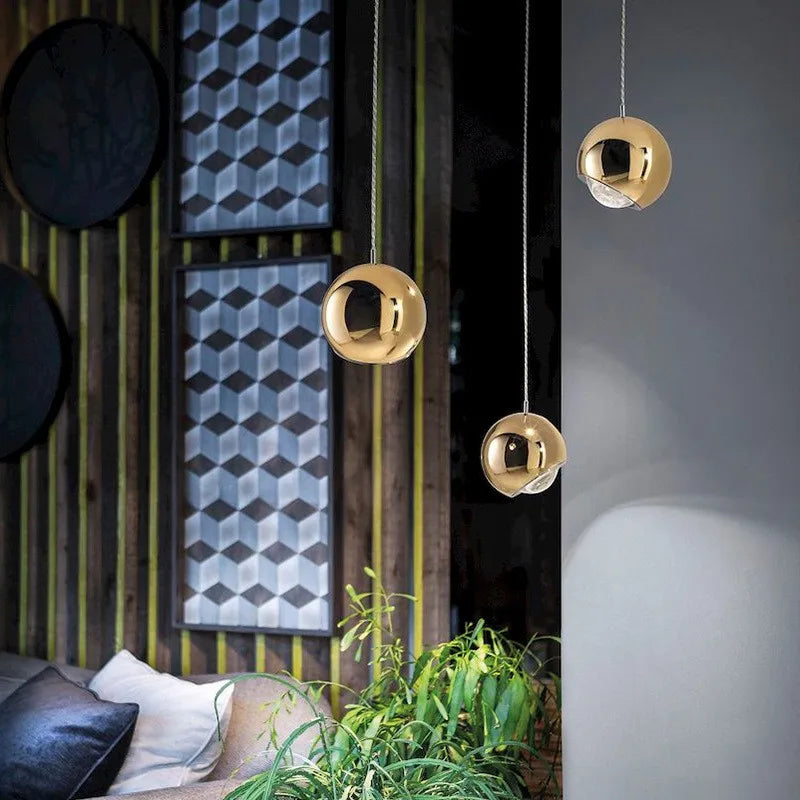 Luz LED colgante de bola de cromo dorado Decorbites™ para cocina, dormitorio, comedor