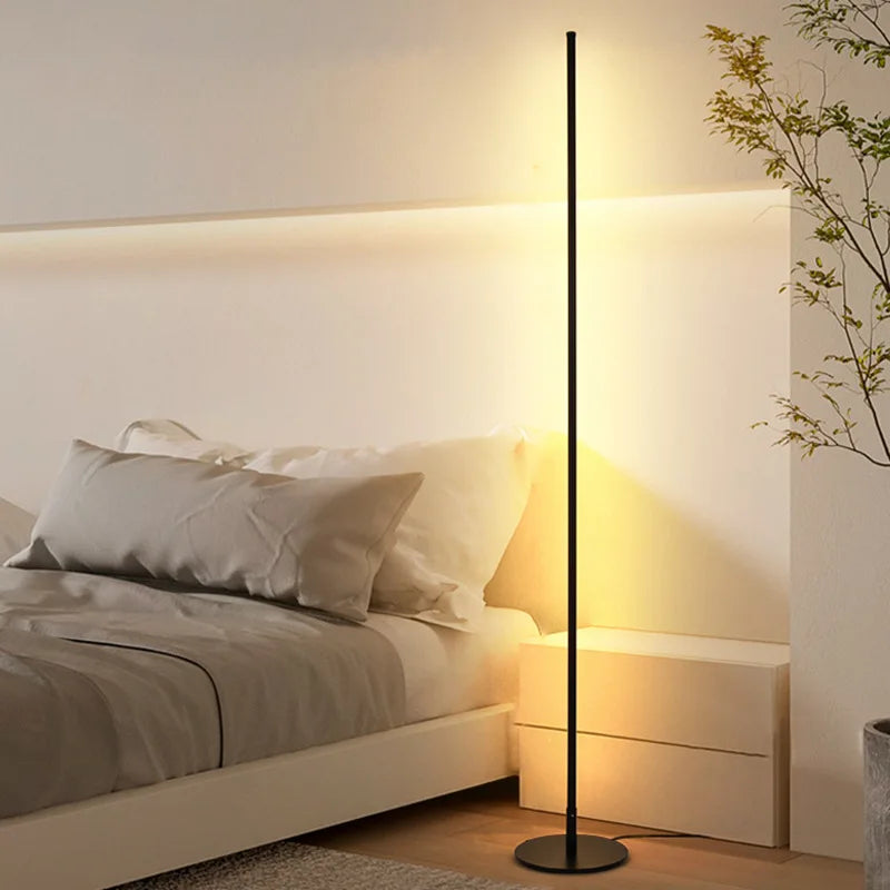 Black LED Floor Lamp D20cm 160cm Aluminum