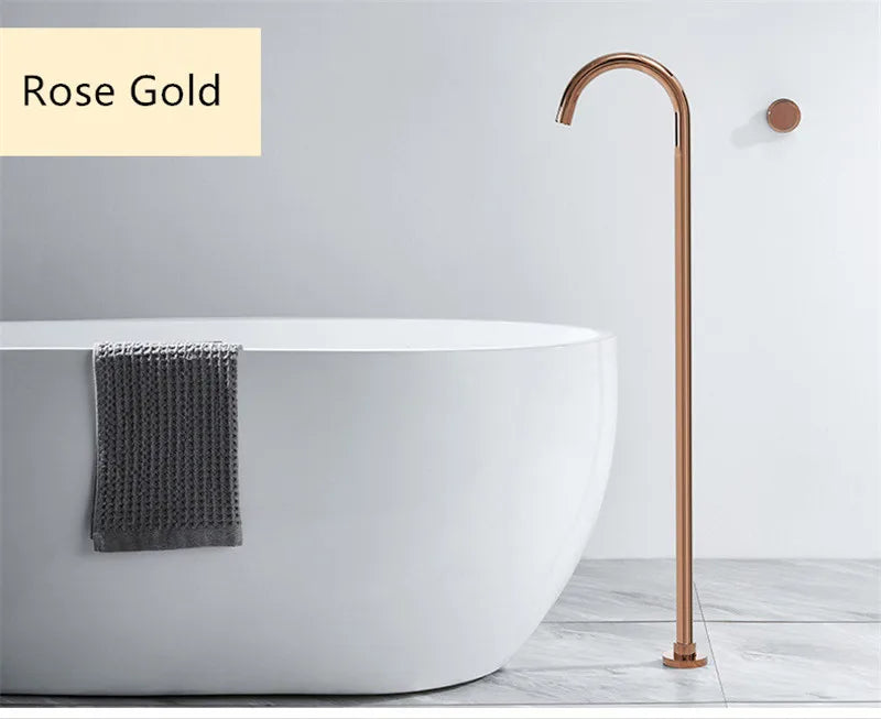 DecorBites™ Brushed Gold Black Floor Mounted Bathtub Shower Faucet