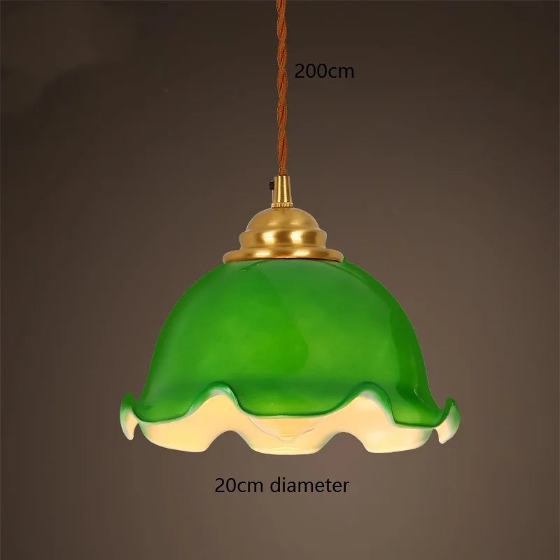 Luces colgantes LED de vidrio verde Decorbites™: Lámpara colgante de estilo vintage japonés-americano