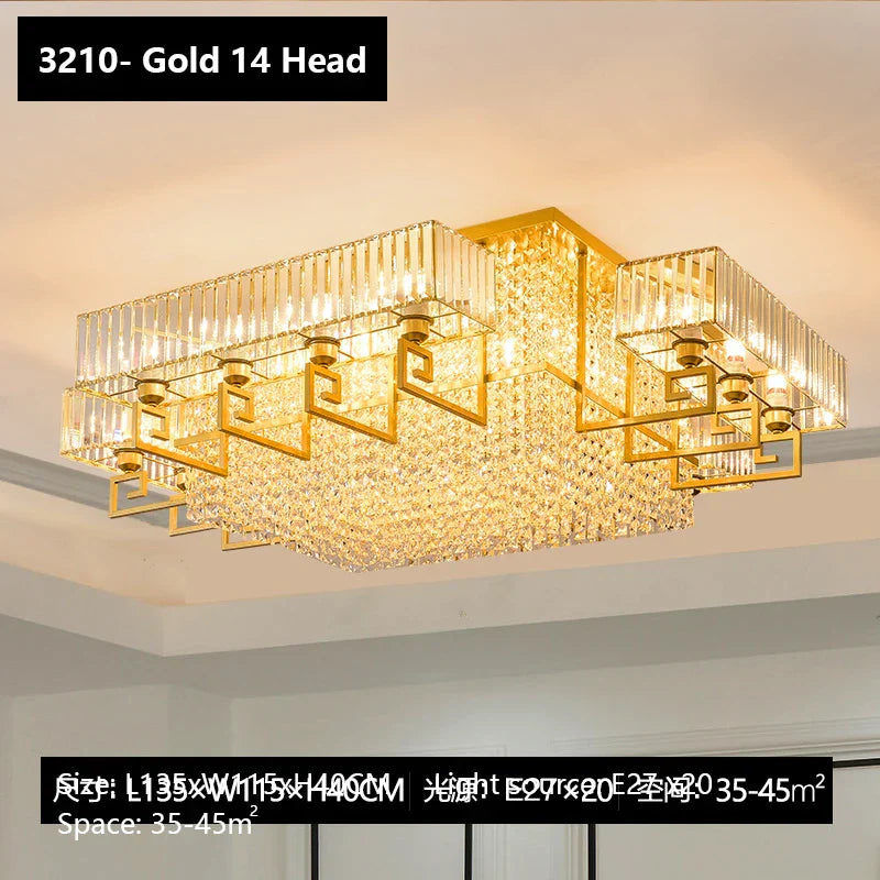 DecorBites™ Crystal Rectangular Ceiling Light for Living Room, Bedroom, and Dining Room