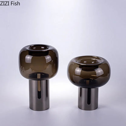 DecorBites™ Dark Glass Vase for Desk Decor, Creative Hydroponics Floral Ornaments