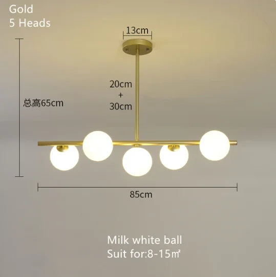 Lámpara colgante LED de bola de vidrio dorado Decorbites™ para iluminación de cocina y comedor