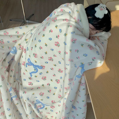 DecorBites™ Korean Cartoon Plush Blanket, Soft Nap Sofa Cover for Home Dormitory