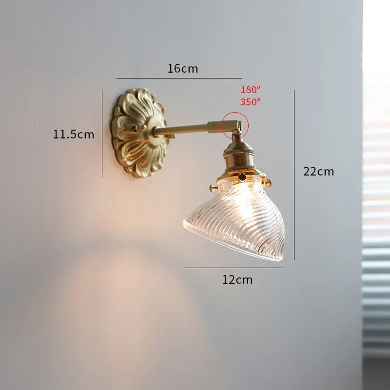 Decorbites™ Grüne Glas-LED-Wandleuchte mit Kupferbasis für Schlafzimmer und Wohnzimmer