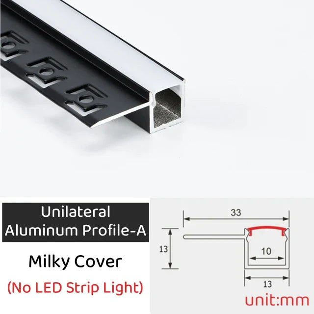 DecorBites™ Black LED Aluminum Profile for Invisible Ceiling Light Strip Bar