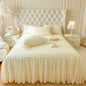 Decobites Cotton Lace Princess Bed Sheet Set with Solid Color Bedspread