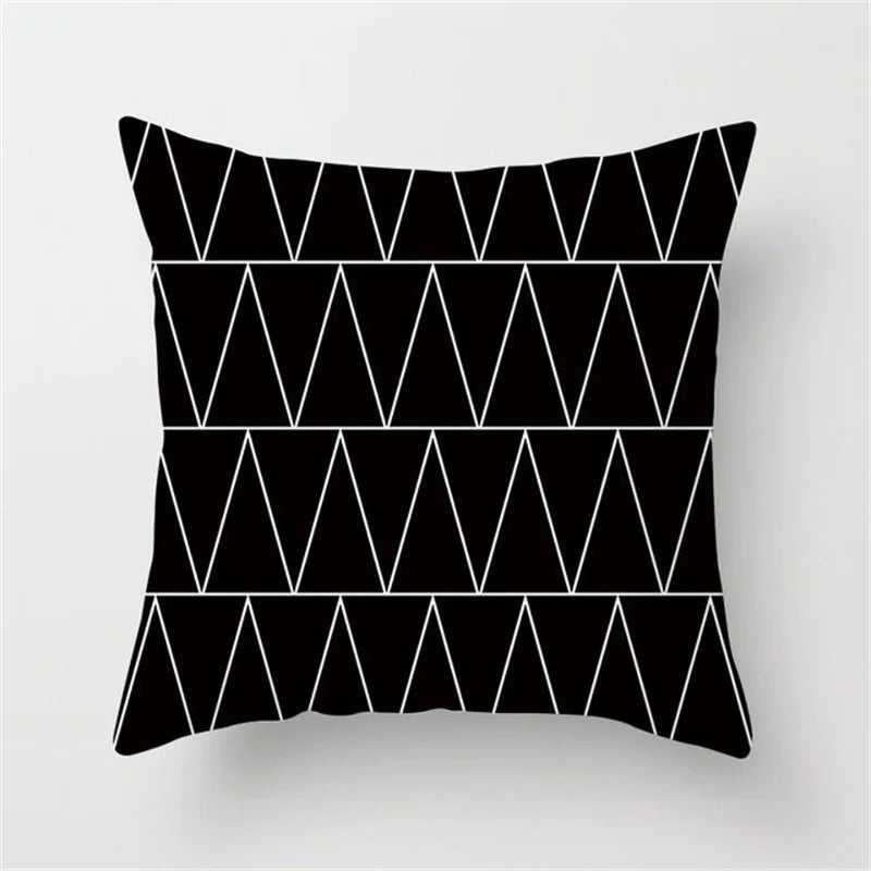DecorBites™ Heart Stripe Pillow Cases | Black & White Polyester Cushion Covers