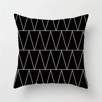 DecorBites™ Heart Stripe Pillow Cases | Black & White Polyester Cushion Covers