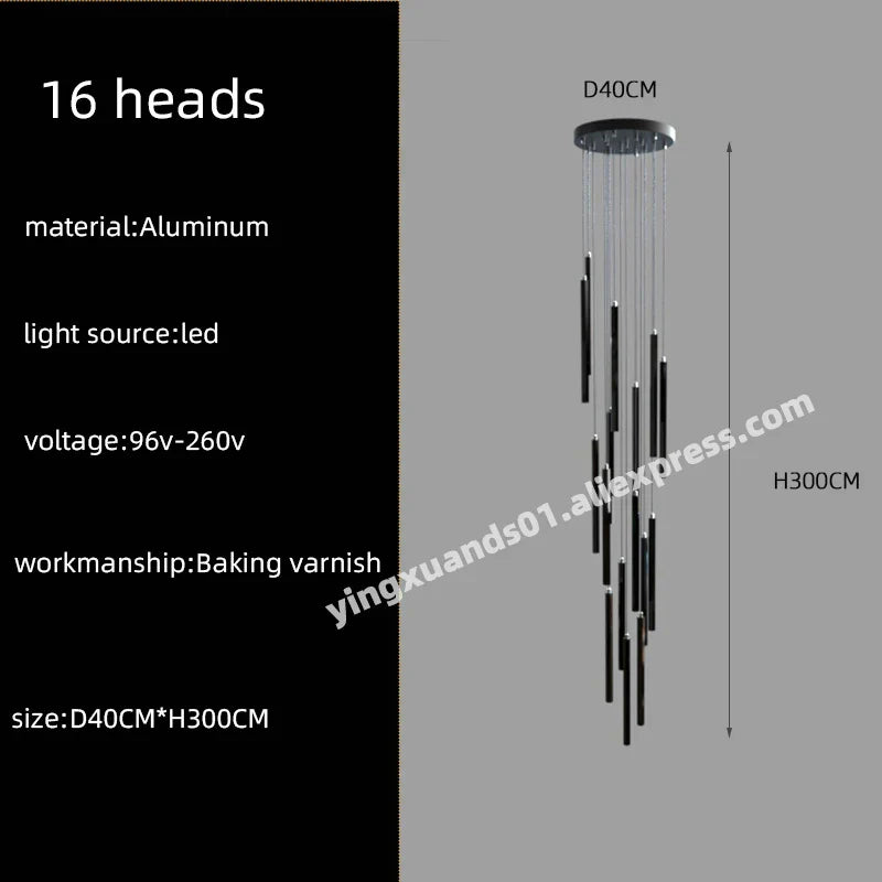 DecorBites™ LED Chandelier Stairs Pendant Ceiling Lamp for Hotel Lobby Decor