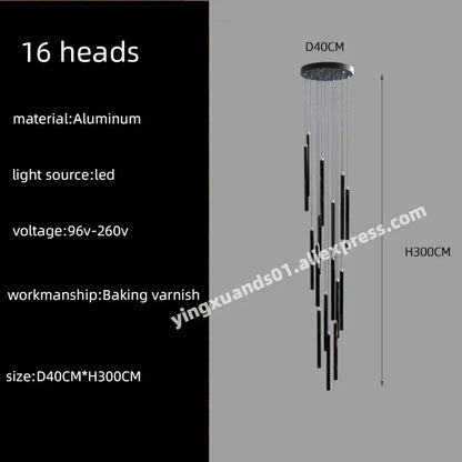 DecorBites™ LED Chandelier Stairs Pendant Ceiling Lamp for Hotel Lobby Decor
