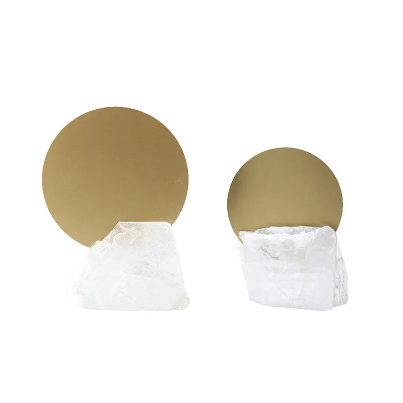 DecorBites™ Crystal Geometric Metal Sculpture Decor Ornaments Golden Handicraft Figurines