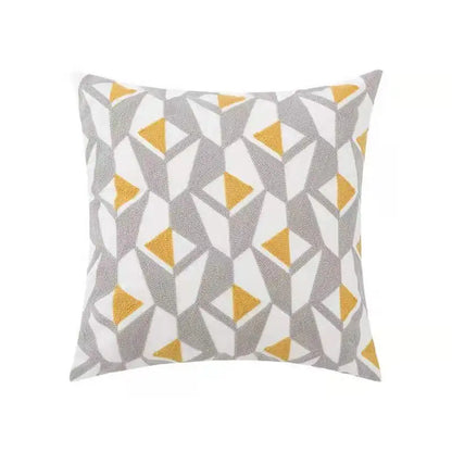 DecorBites™ Daisy Home Floral Geometric Embroidery Pillow Cover 45x45cm/30x50cm Yellow Blue