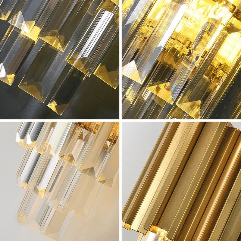 DecorBites™ Gold Crystal Wall Lamp with LED Light for Home Lighting Fixtures