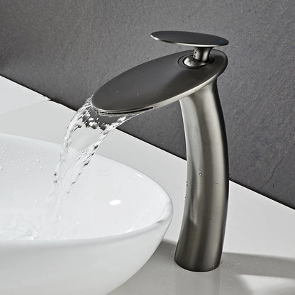 Waterfall Basin Faucet Black Bathroom