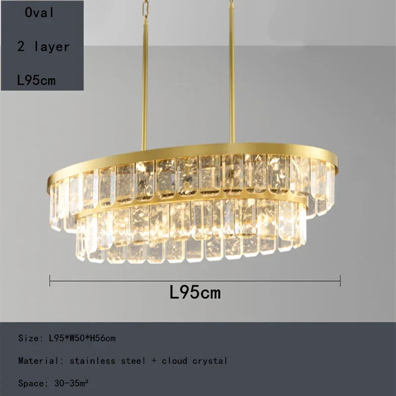 DecorBites™ Cloud Mist Crystal Chandelier for Home Hotel Stainless Steel Pendant Lamp