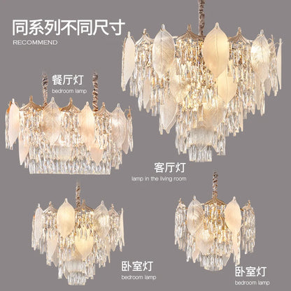 DecorBites™ Crystal Leaves Chandelier: Elegant Postmodern Lighting for Living Room, Dining Room, Bedroom