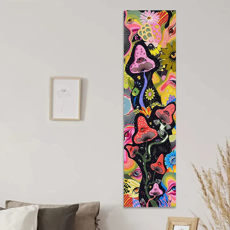 Decobites Psychedelic Mushroom Tapestry Wall Hanging - Colorful Flower Tapestries