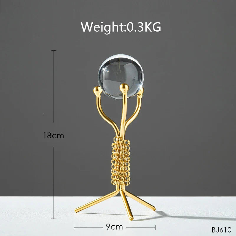 DecorBites™ Bola de Cristal Artesanal: Decoración Nórdica Moderna de Metal, Ligeramente Lujosa, para el Hogar y el Mueble de TV