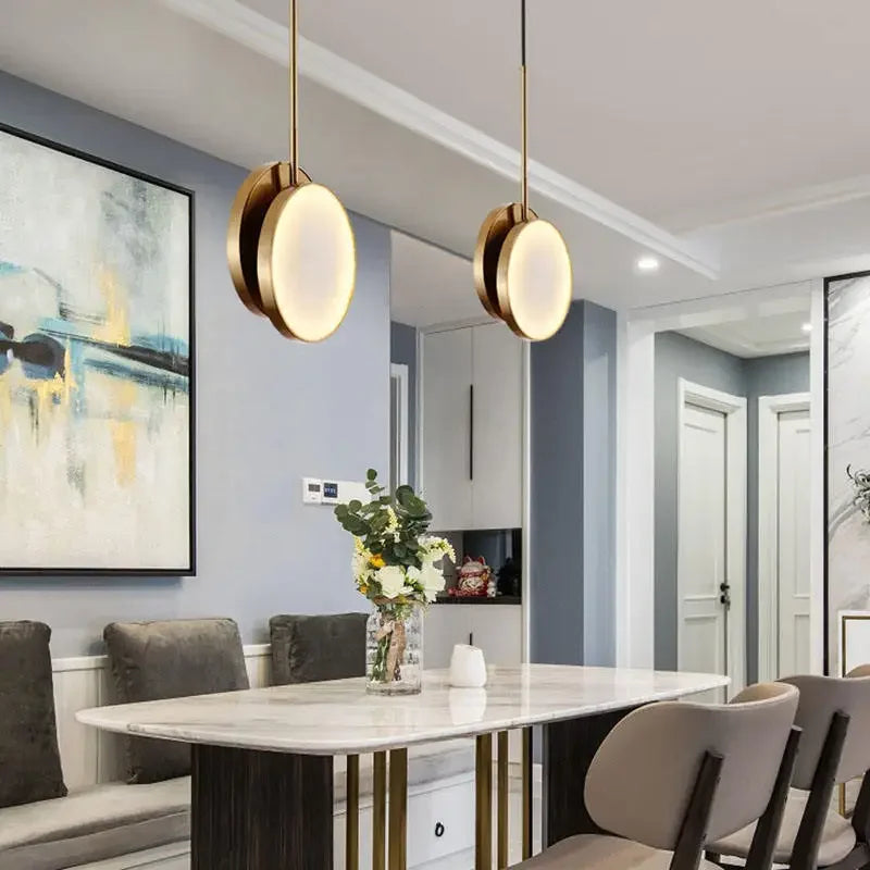 DecorBites™ Golden Marble LED Pendant Light: Luxe Nordic Minimalist Decor for Living & Dining Rooms