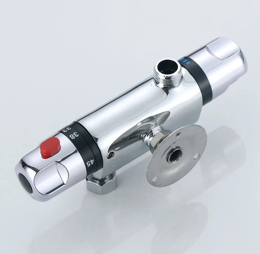 DecorBites™ Dual Handle Thermostatic Shower Faucet Mixer Valve, Wall Mounted Chrome