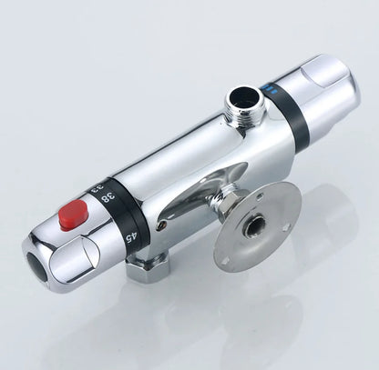 DecorBites™ Dual Handle Thermostatic Shower Faucet Mixer Valve, Wall Mounted Chrome