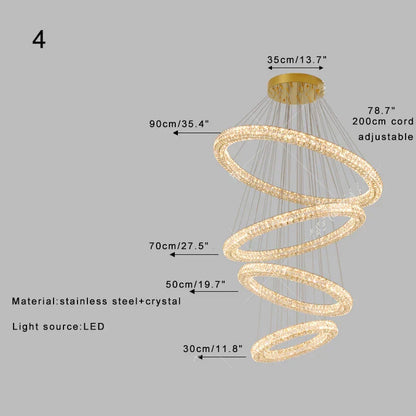 DecorBites™ Crystal Ring Chandelier - Color Changing LED Modern Luxury Hanging Lamp
