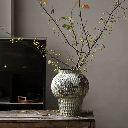 DecorBites™ Coarse Pottery Vase Chinese Retro Porcelain Floral Arrangement Home Decor