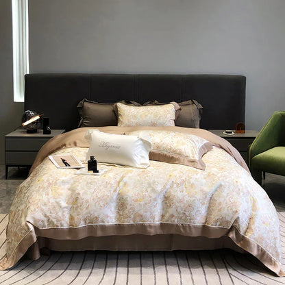 DecorBites™ Eucalyptus Lyocell Flowers Duvet Set with Sheet & Pillowcases