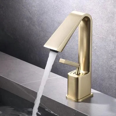 DecorBites™ Brush Gold Basin Faucet Single Lever Hot Cold Mixer Sink Tap Vanity