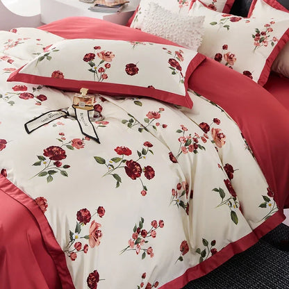 DecorBites™ Egyptian Cotton Bedding Set Queen King Ru Double Size Print Bed Linens