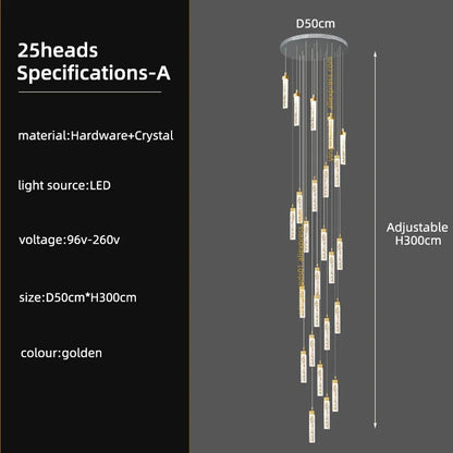 DecorBites™ Crystal Ceiling Chandelier: Modern Nordic Design, Long Staircase Pendant Lamp