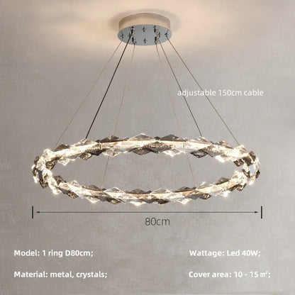 DecorBites™ Crystal Chandelier Pendant Light - Dimmable Modern Luxury LED Chrome Luminaria