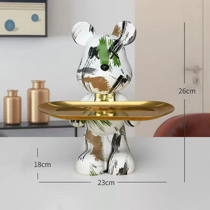 DecorBites™ Graffiti Bear Figurine: Modern Home Decor Statue for Keys Storage Shelf