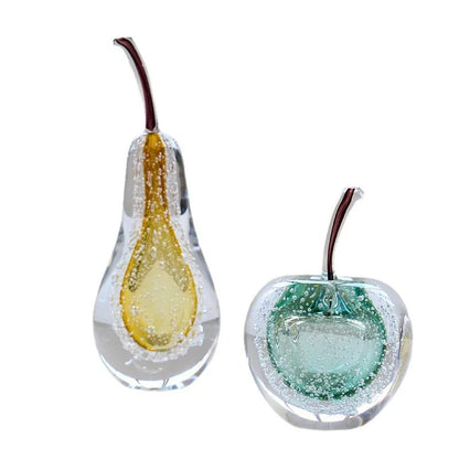 DecorBites™ Crystal Glass Apple Pear Ornaments Home Decor Figurines