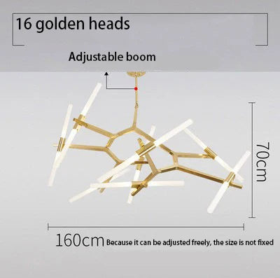 Black Gold LED Pendant 16-Head Dual-Tone