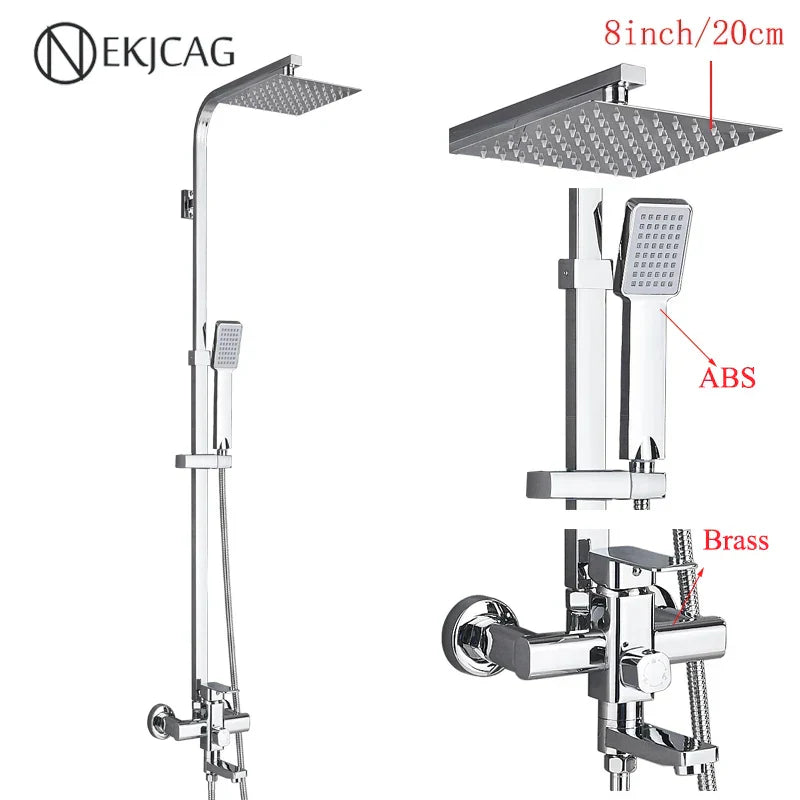 مجموعة صنبور دش DecorBites™ من الفولاذ المقاوم للصدأ باللون الأسود مع مخرج شلال - صنبور حوض استحمام من الكروم