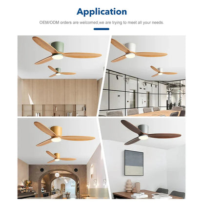 Decorbites™ Ventilador de Techo para Techos Bajos con Motor DC de 3 Aspas y 35W, Luz Tricolor de 24W y Control Remoto