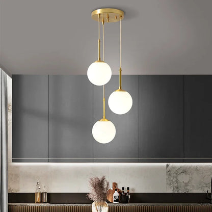 DecorBites™ LED Glass Ball Chandelier: Modern Nordic Lights for Dining Room, Restaurant, Bar