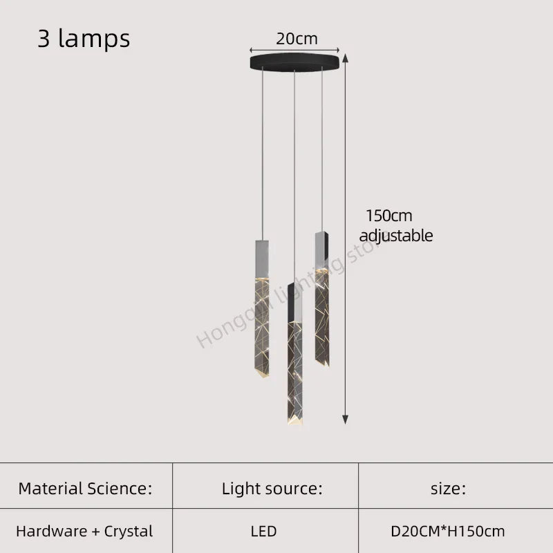 DecorBites™ Gold Crystal Stairs Chandelier Luxe LED Pendant Light Luxury Indoor Lighting