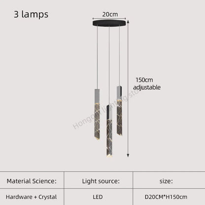 DecorBites™ Gold Crystal Stairs Chandelier Luxe LED Pendant Light Luxury Indoor Lighting