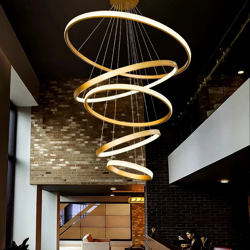 DecorBites™ Crystal Chandelier Stair Pendant Lamp Living Room Pendant Lights Interior Lighting