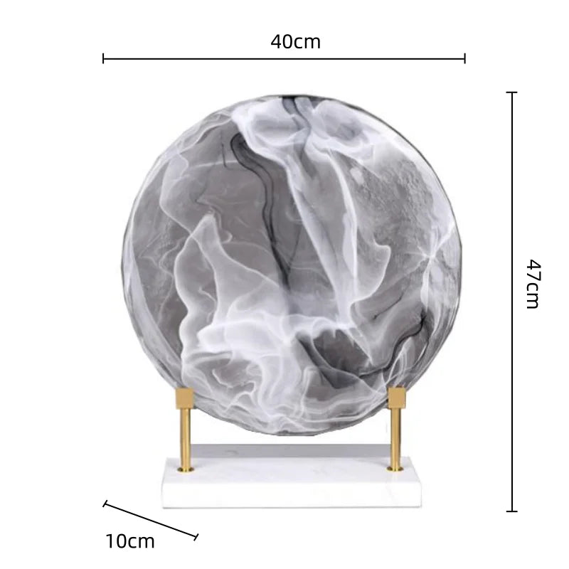 DecorBites™ Glass Geometric Disk Marble Cake Craft Home Decor Figurines