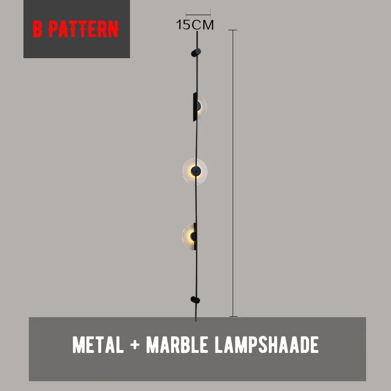 DecorBites™ LED Marble Wall Lights - Black Metal Sconces for Living Room, Stairs & Aisle