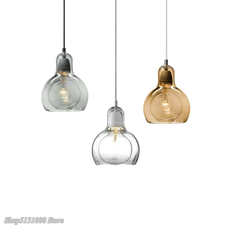 Decorbites™ Kürbisglas-Hängeleuchter in klarem Bernstein Modernes Esszimmer-Hängeleuchte